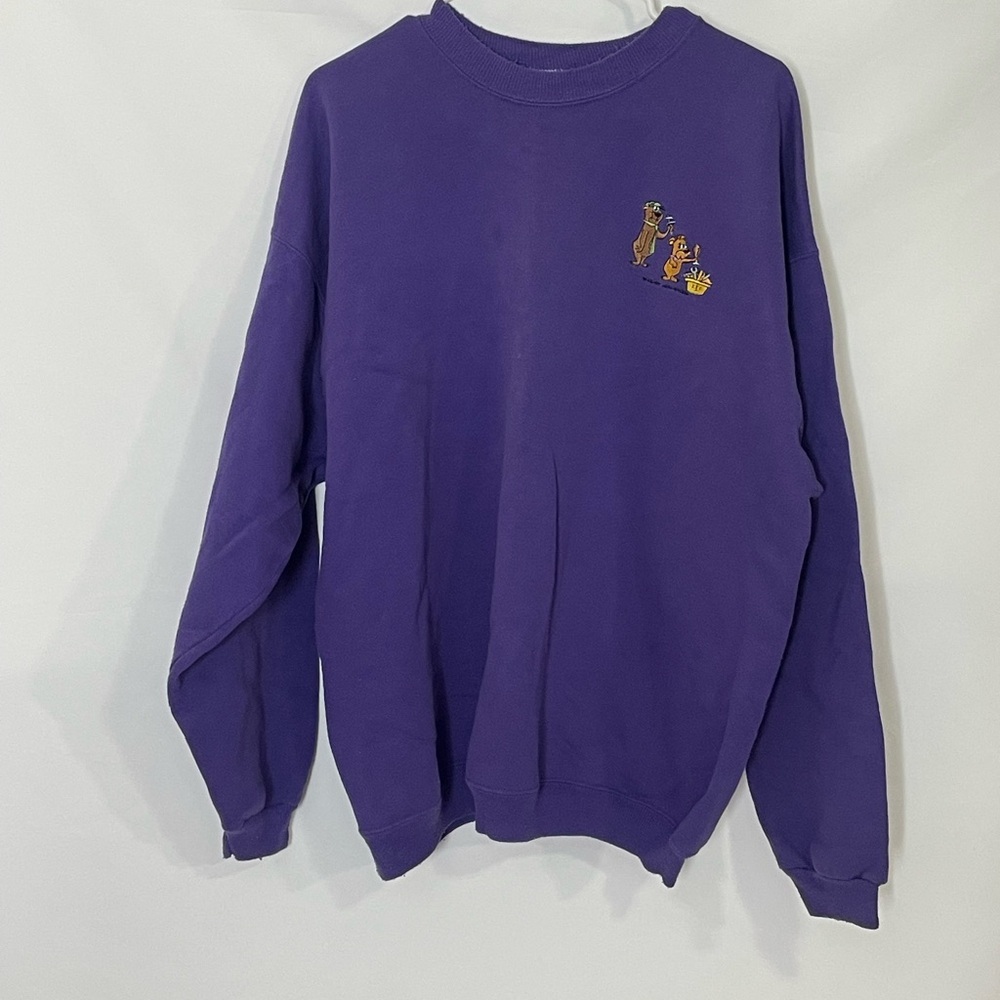 Vintage Hanes Yogi Hanna Barbra Purple Crewneck Sweatshirt Embroidered‎ VTG 1997